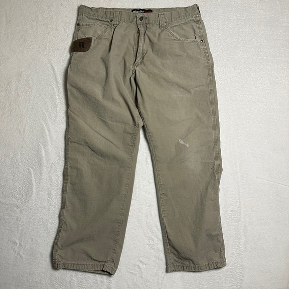 Wrangler Other - Wrangler Riggs Workwear Mens 38x30 Beige Ripstop Carpenter Pants Relaxed Utility